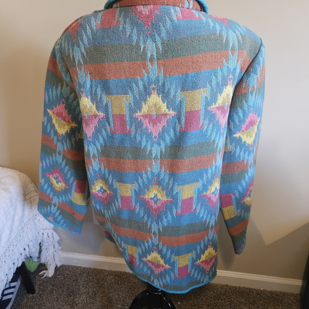 Vintage Bedford Fair Womens Sourhwestern Tapesty Blazer Size XL - Picture 11 of 13